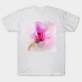 Gorgeous Pink Rose - Loose Watercolor T-Shirt